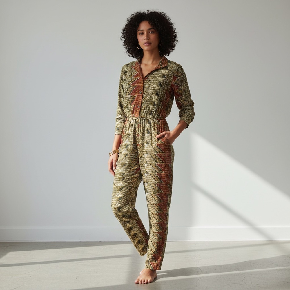 NWT Fahari Bazaar Sustainable Artsy Sz S Hand-dyed Handwoven Cotton Jumpsuit
